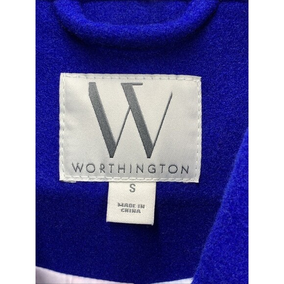Worthington Womens Wool Blend Robe Coat Belted Cobalt Blue Size Small New - Picture 2 of 16